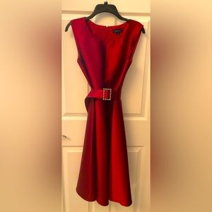 Semi formal deep red dress.